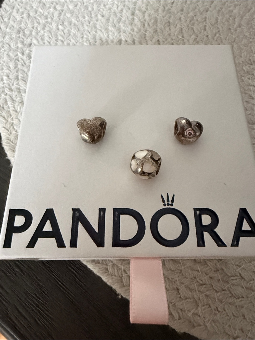 Pandora Silver Heart & Decorative Spacer Charms - Silver